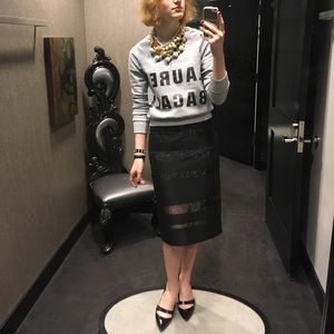 Milly Black Sheer Panel Pencil Skirt 🎼